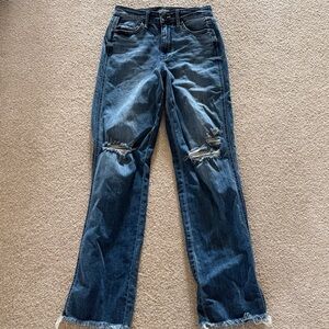 Judy Blue Dark Wash Distressed Straight Leg Jeans